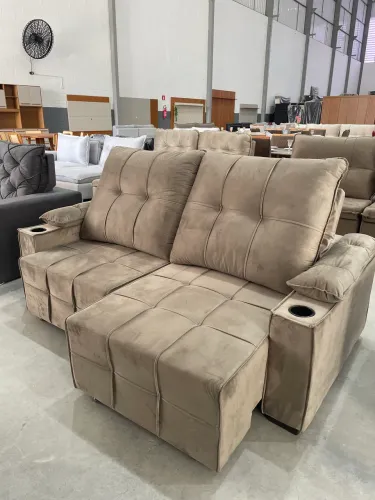Sofá Retrátil e Reclinável Com Porta Copos OFERTA RELÂMPAGO
