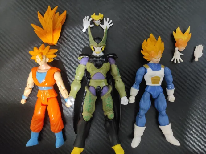 Cell, Vegeta e Goku SSJ 3 Bonecos Dragonball