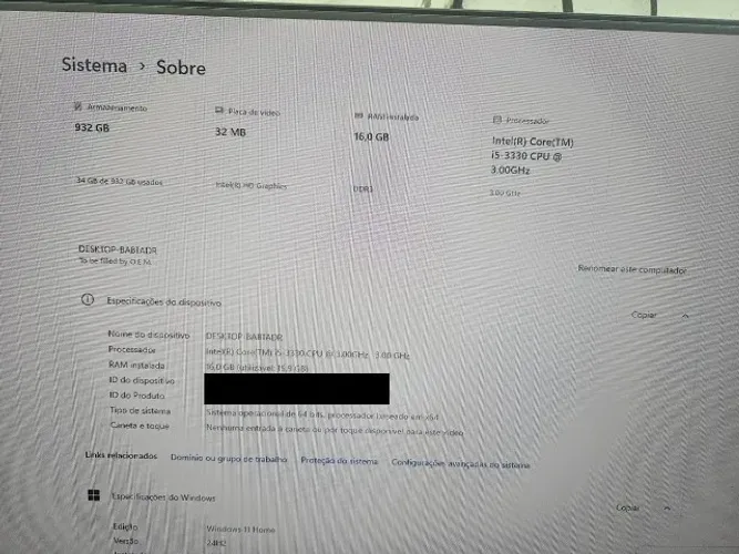 PC Intel i5-3330 (3.0 GHz) | 16GB RAM | HD 1TB | Placa Wi-Fi | Windows 11