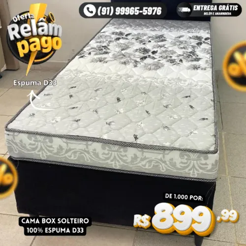 Cama Box Solteiro 100% Espuma D33 Oferta
