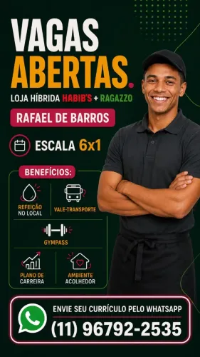 VAGA LOJA HIBRIDA- RAGAZZO EXPRESS+ HABIBS
