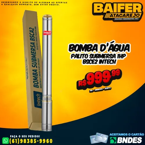 Bomba Dágua Palito Submersa 1Hp Bsce2 Intech