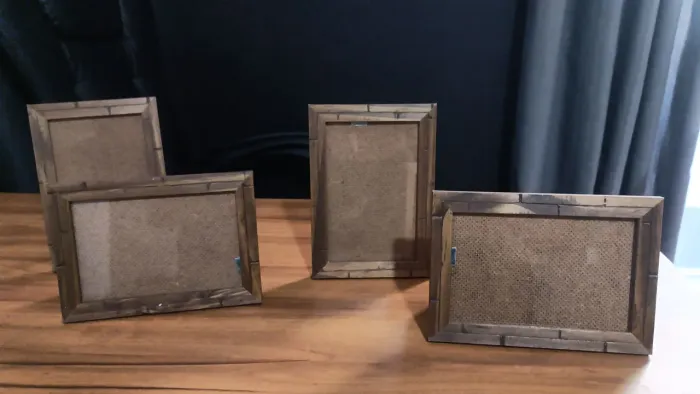 Kit porta retrato (4) madeira e vidro