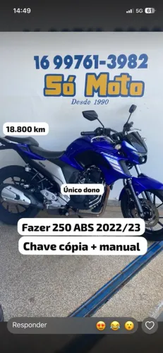 Fazer 250 ABS 2022/23 único dono