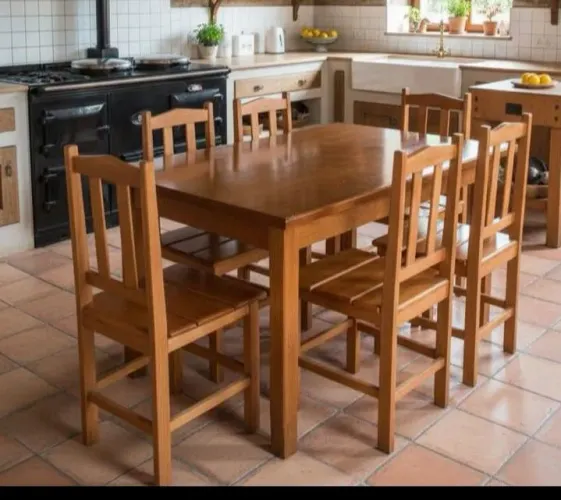 Mesa 6 cadeiras novas de madeira faço entrega 1400 entrega grátis peço se for comprar