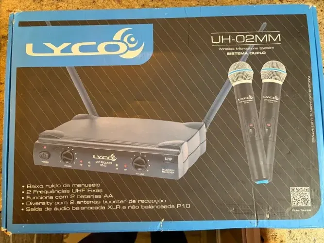 Microfone Duplo Sem Fio (Wirelless) Lyco UH-02MM UHF