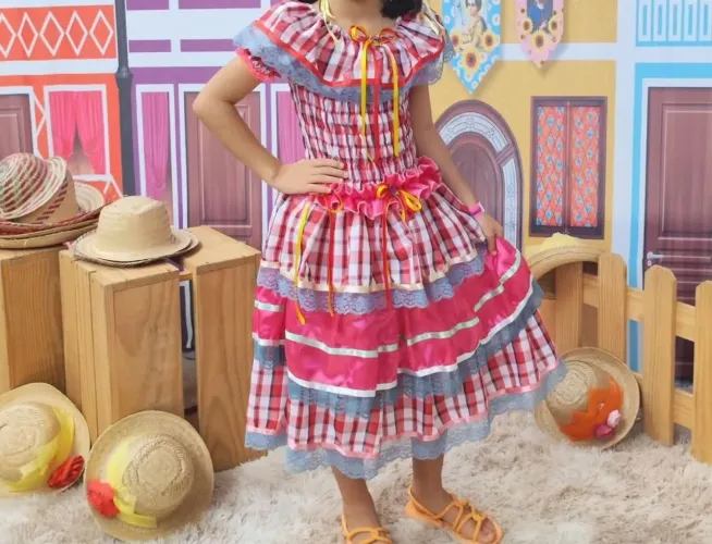 Vestido junino 8-10 anos