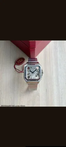 Relógio cartie santos esqueleto aco 40 mm