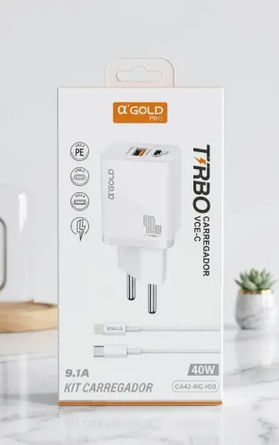 CARREGADOR TURBO IPHONE 40W A'GOLD - LACRADO