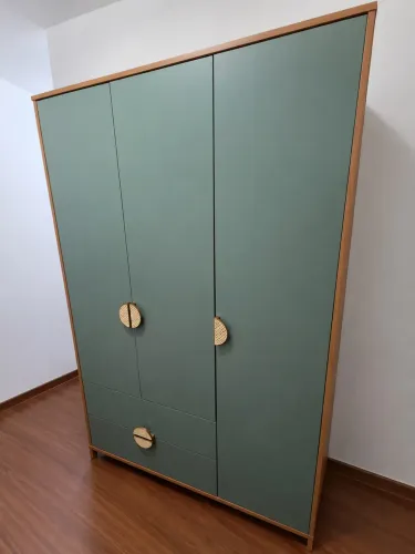 Guarda roupa solteiro/infantil em madeira na cor verde