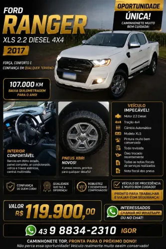 Ford Ranger XLS 2.2 4X4 CD Diesel Aut. 2017