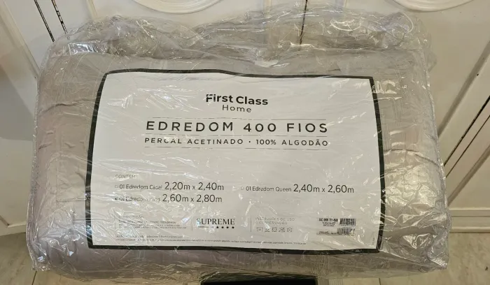 EDREDOM KING 400 FIOS 100% ALGODÃO - CINZA CLARO