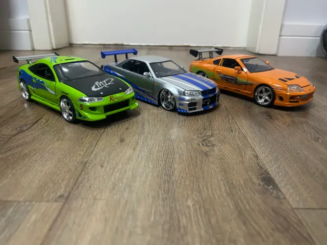 Kit miniatura velozes e furiosos Toyota supra skyline R34 Mitsubishi eclipse 1/24
