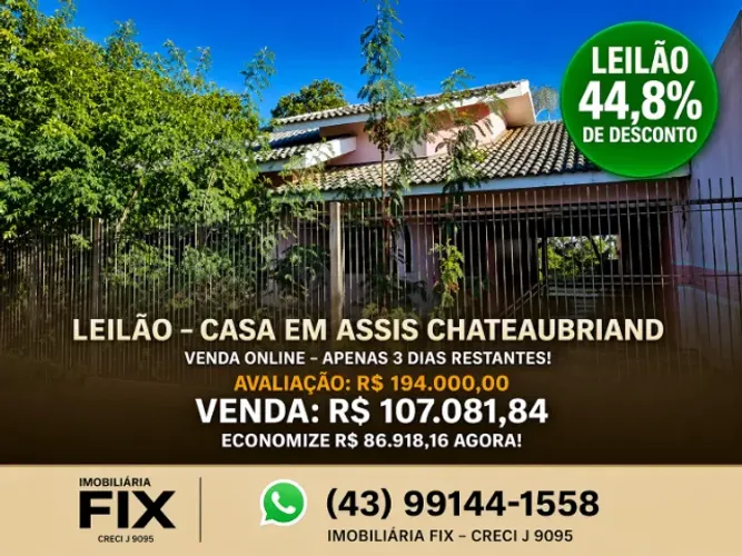 ? LEILÃO EM ASSIS CHATEAUBRIAND: ECONOMIZE R$ 86.918,16 AGORA!