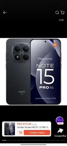 Vendo note 15 pro 5g. 256 GB cor preto 