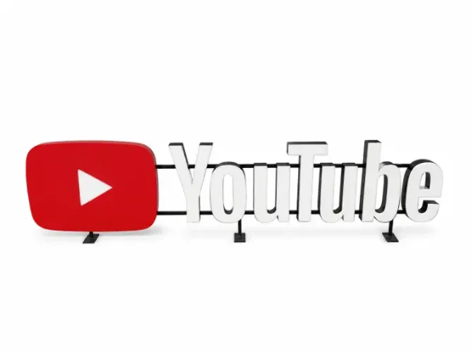 Placa Logo YouTube 3D Iluminada - Ideal para Estúdio, Podcast e Streaming