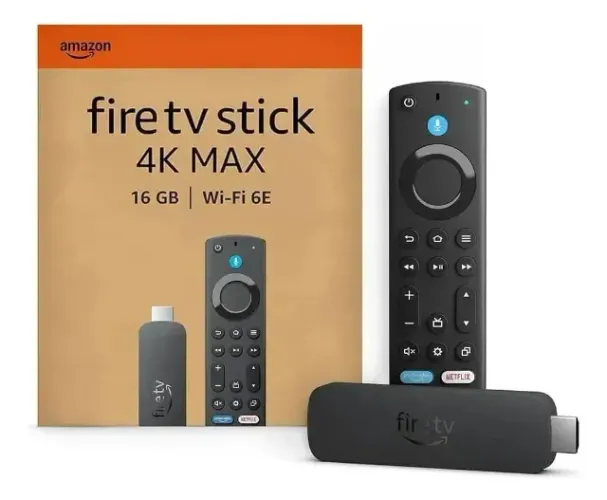 Amazon Fire TV Stick 4K Max 16GB Wi-Fi 6e Ultra HD com Controle por Voz Alexa Cor Preto