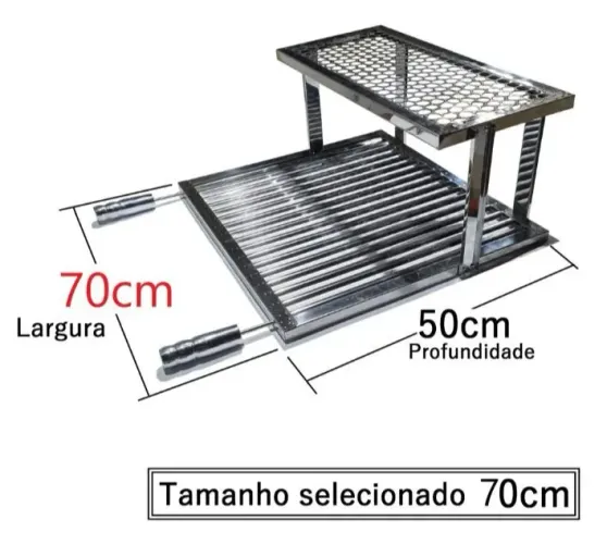 Grelha Churrasco Inox Uruguaia Parrilla Descanso Moeda 70x50