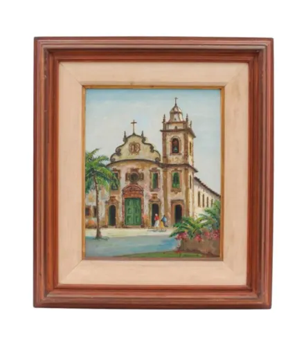 Quadro do Artista Clemente Kesselmeires, Pintura Tela, 65x58cm, Assinado, Datado e Moldura