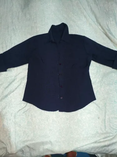 Blazer feminino P manga curta azul