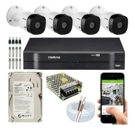 KIT CFTV Completo 4 Câmeras Intelbras 