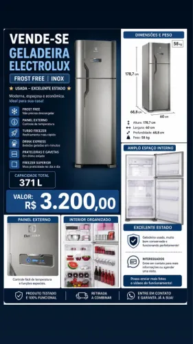 Geladeira Electrolux Frost Free 371L inox
