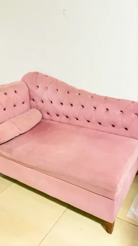 Sofá Rosê em Suede - Muito Conservado