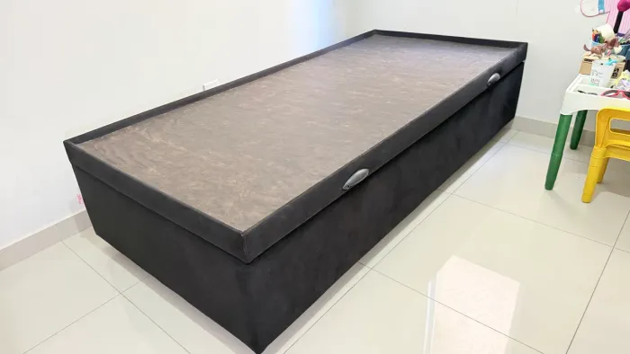 Cama de solteiro box baú