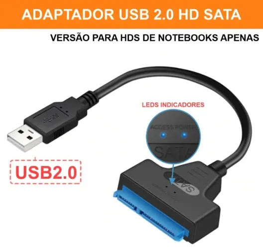 Cabo Adaptador Conversor Sata Hd Notebook 2.5 Para Usb 2.0