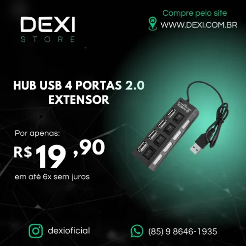 HUB USB 4 PORTAS 2.0 EXTENSOR