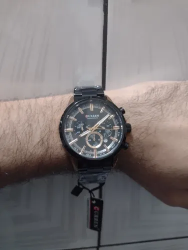 Relógio masculino Curren aço preto rosê gold cronógrafo luxo