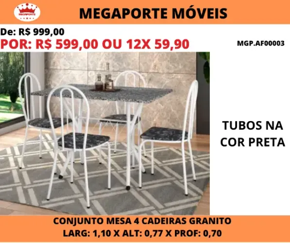 MESA DE GRANITO 4 CADEIRAS