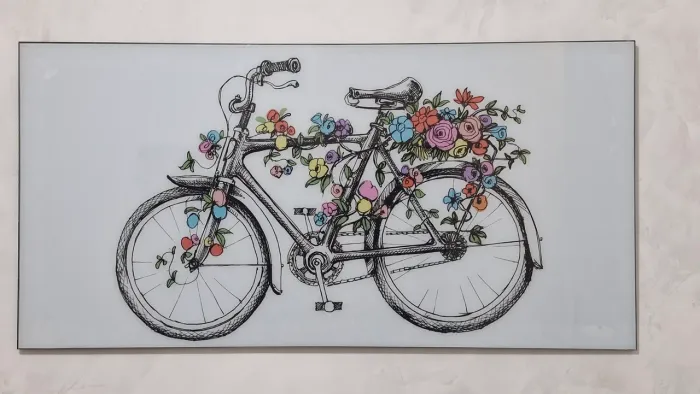Quadro Bicicleta - com tampo de vidro