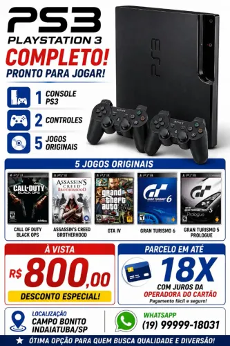Ps3 slim com 5 jogos originais