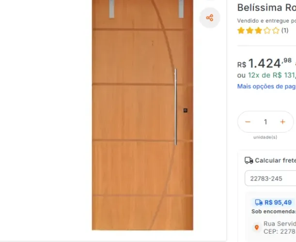 porta de madeira puxador longo de inox DE 1424,98 POR APENAS 250$