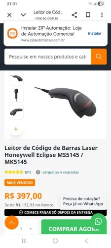 Leitor de código de barras Honeywell