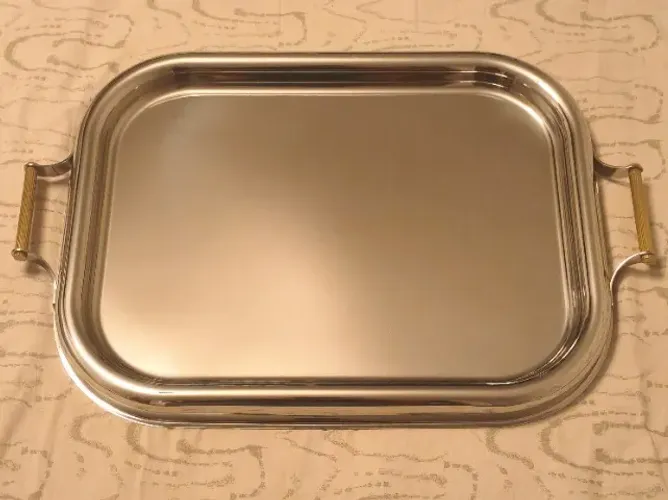 Bandeja em aço inox com alças - excelente estado