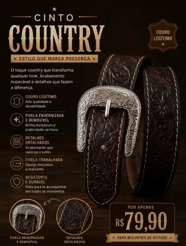 CINTOS COUNTRY FEMINO E MASCULINO