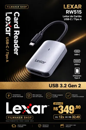 Leitor de Cartão Lexar RW515 CFexpress Type A USB-C USB 3.2 Gen 2