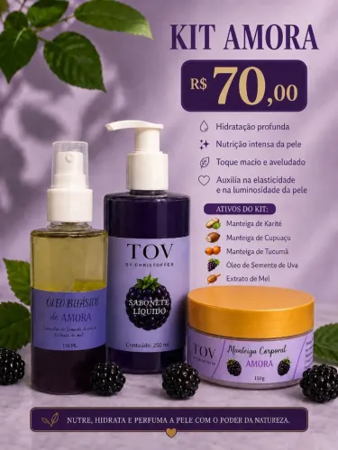 Kit amora TOV By christoffer | Mantega corporal, Sabonete liquido e óleo bifásico.
