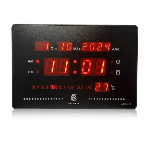 Relógio de Parede Digital Byoul BYRL1101 com Temperatura para Casa e Academia - WZetta