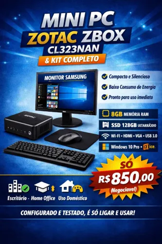 Mini PC Zotac ZBOX CL323NAN + Monitor Samsung + Kit Dell