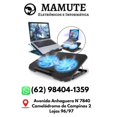 Base Suporte Para Notebook Com Cooler E Iluminação 2 Coolers Notebook Refrigera