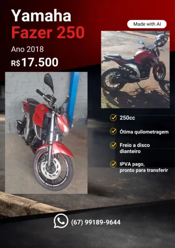 Vendo Fazer 250 2018