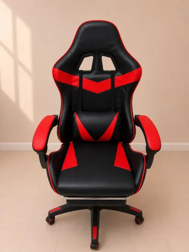 CADEIRA GAMER PRETA E VERMELHA COM APOIO PARA OS PÉS - SEMINOVA