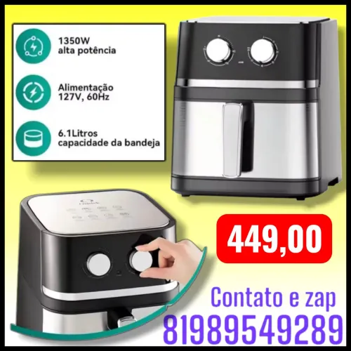 Fritadeira Elétrica Air Fryer Onistek 6,1L 1350W Antiaderente