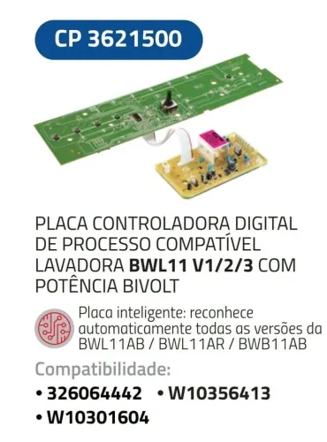 Placa Brastemp LR BWL11 V1/2/3 C/Interface Bivolt (CP3621500)