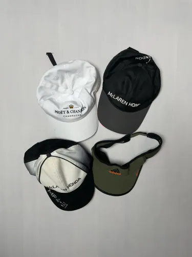 Kit 4 Bonés McLaren Adidas Honda Moet & Chandon