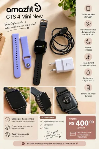 VENDE- SE RELÓGIO AMAZFIT GTS 4 MINI NEW