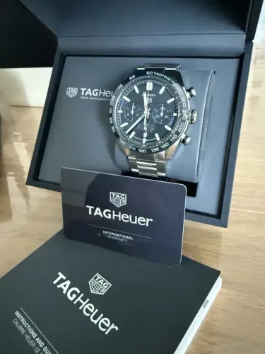 Carrera Chronograph 44mm Mostrador Azul - ESTADO DE NOVO / FULL SET